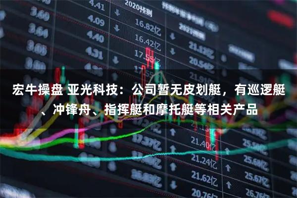 宏牛操盘 亚光科技：公司暂无皮划艇，有巡逻艇、冲锋舟、指挥艇和摩托艇等相关产品